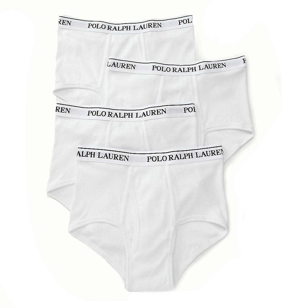 Polo Ralph Lauren LCMB Classic Fit 100% Cotton Mid-Rise Briefs - 4 Pack (White)
