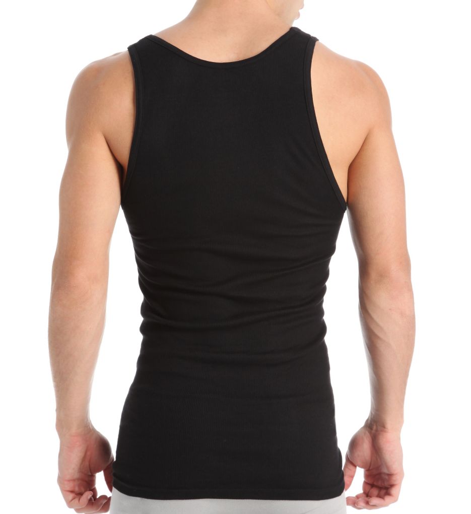 Classic Fit Ribbed 100% Cotton Tanks - 3 Pack-bs