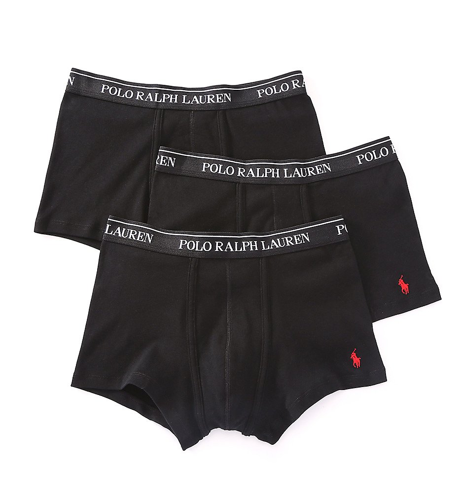 Polo Ralph Lauren LCTR Classic Fit 100% Cotton Trunks - 3 Pack (Black/Red)