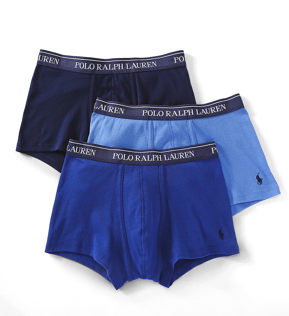 Polo Ralph Lauren LCTR Classic Fit 100% Cotton Trunks - 3 Pack (Blue/Royal/Navy)