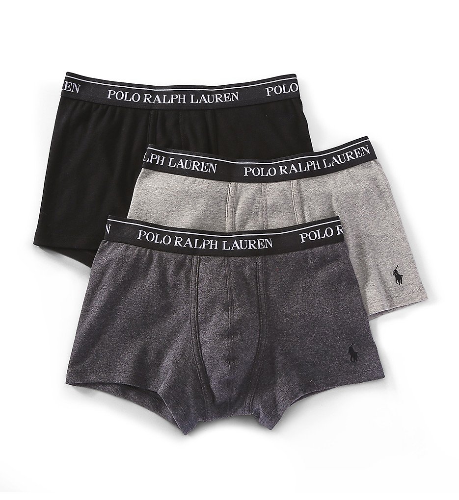 Polo Ralph Lauren LCTR Classic Fit 100% Cotton Trunks - 3 Pack (Grey/Black)