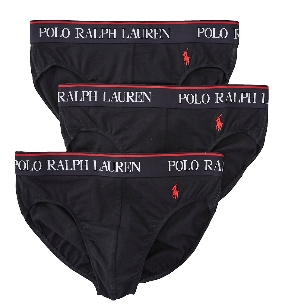 Polo Ralph Lauren LEBFP3 Stretch Cotton Jersey Briefs - 3 Pack (Polo Black/Red)