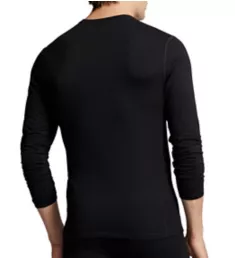 Wool Blend Base Layer Long Sleeve Tee w/Side Panel Polo Black S