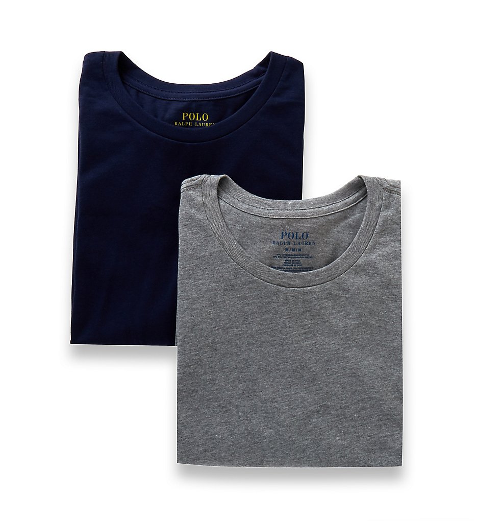 Polo Ralph Lauren LPCNP2 Cotton Comfort Blend Crew Neck T-Shirts - 2 Pack (Navy/Heather)