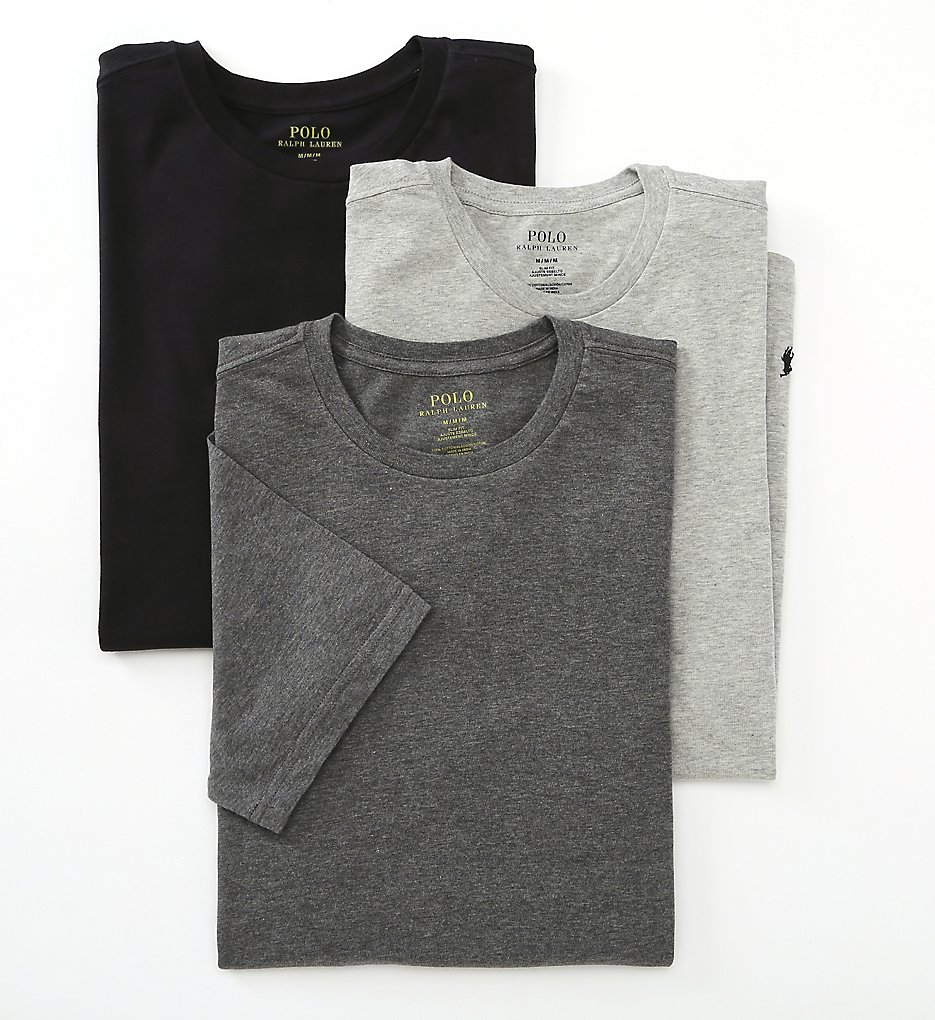 Polo Ralph Lauren LSCN Slim Fit Cotton Crewneck T-Shirts - 3 Pack (Grey Assorted)