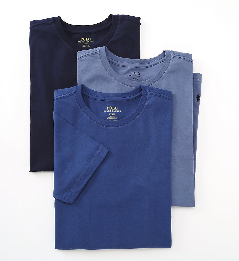 Polo Ralph Lauren LSCN Slim Fit Cotton Crewneck T-Shirts - 3 Pack (Navy Assorted)