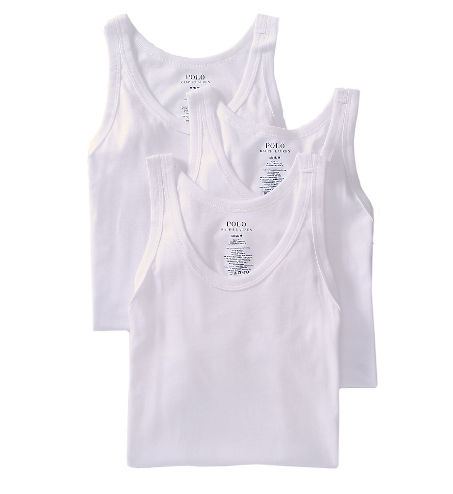 Polo Ralph Lauren LSTK Slim Fit 100% Cotton Tanks - 3 Pack (White)