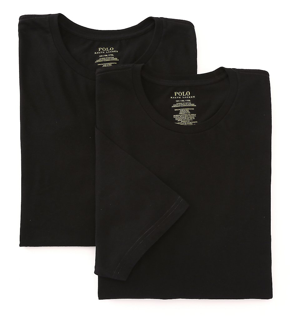 Polo Ralph Lauren LTCN Tall Man 100% Cotton Crew Necks - 2 Pack (Black)