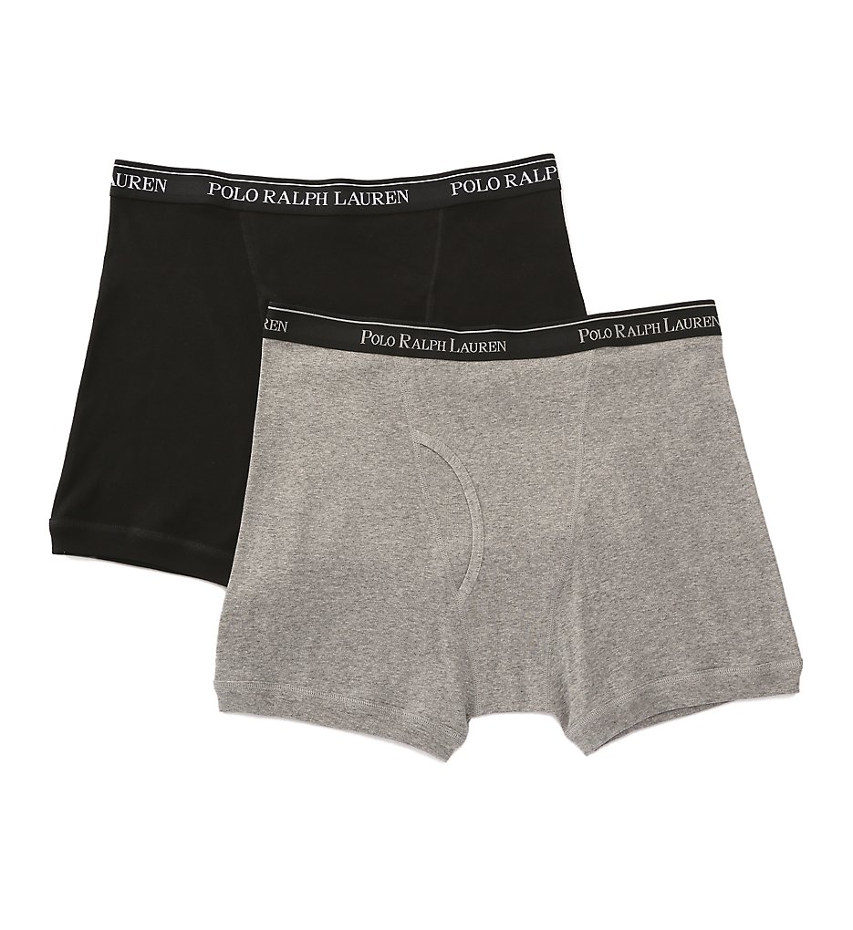 Polo Ralph Lauren LXBB Big Man 100% Cotton Boxer Briefs - 2 Pack (Andover Heather/Black)