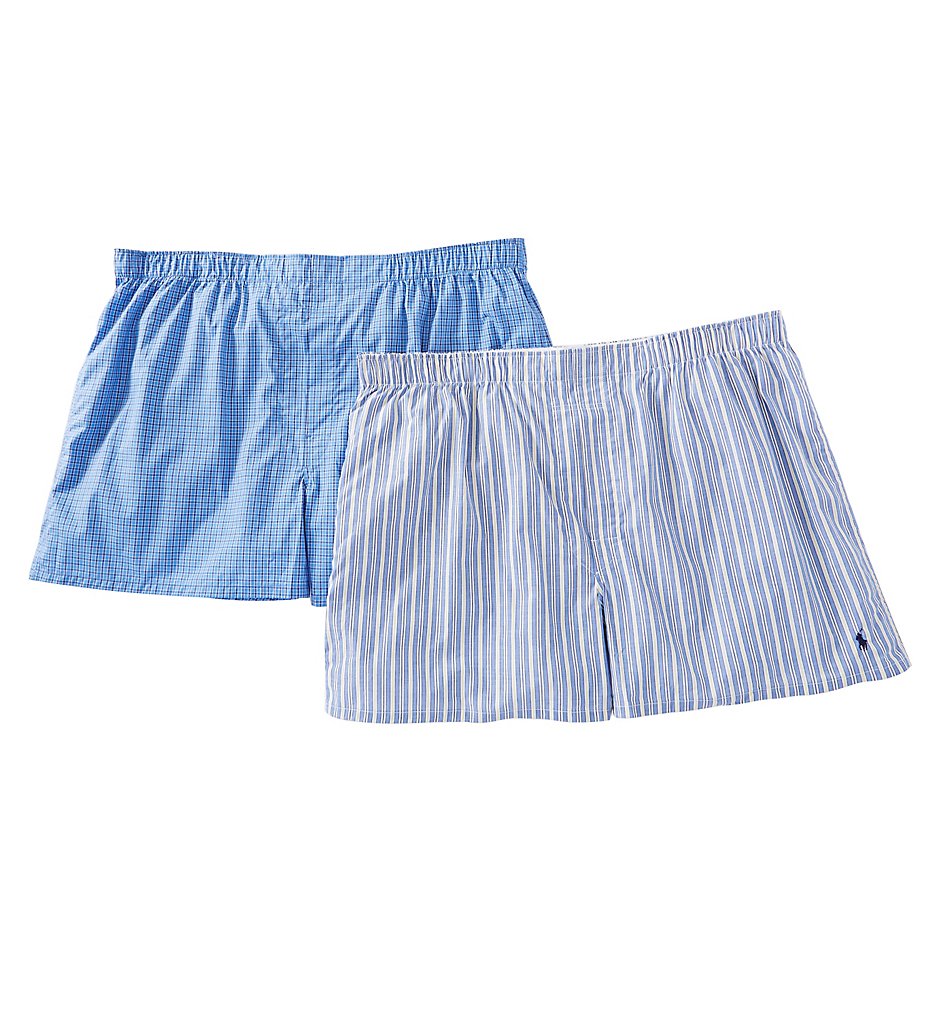 Polo Ralph Lauren LXWB Big and Tall 100% Cotton Boxers - 2 Pack (Jarvis Stripe/Plaid 48 Waist)