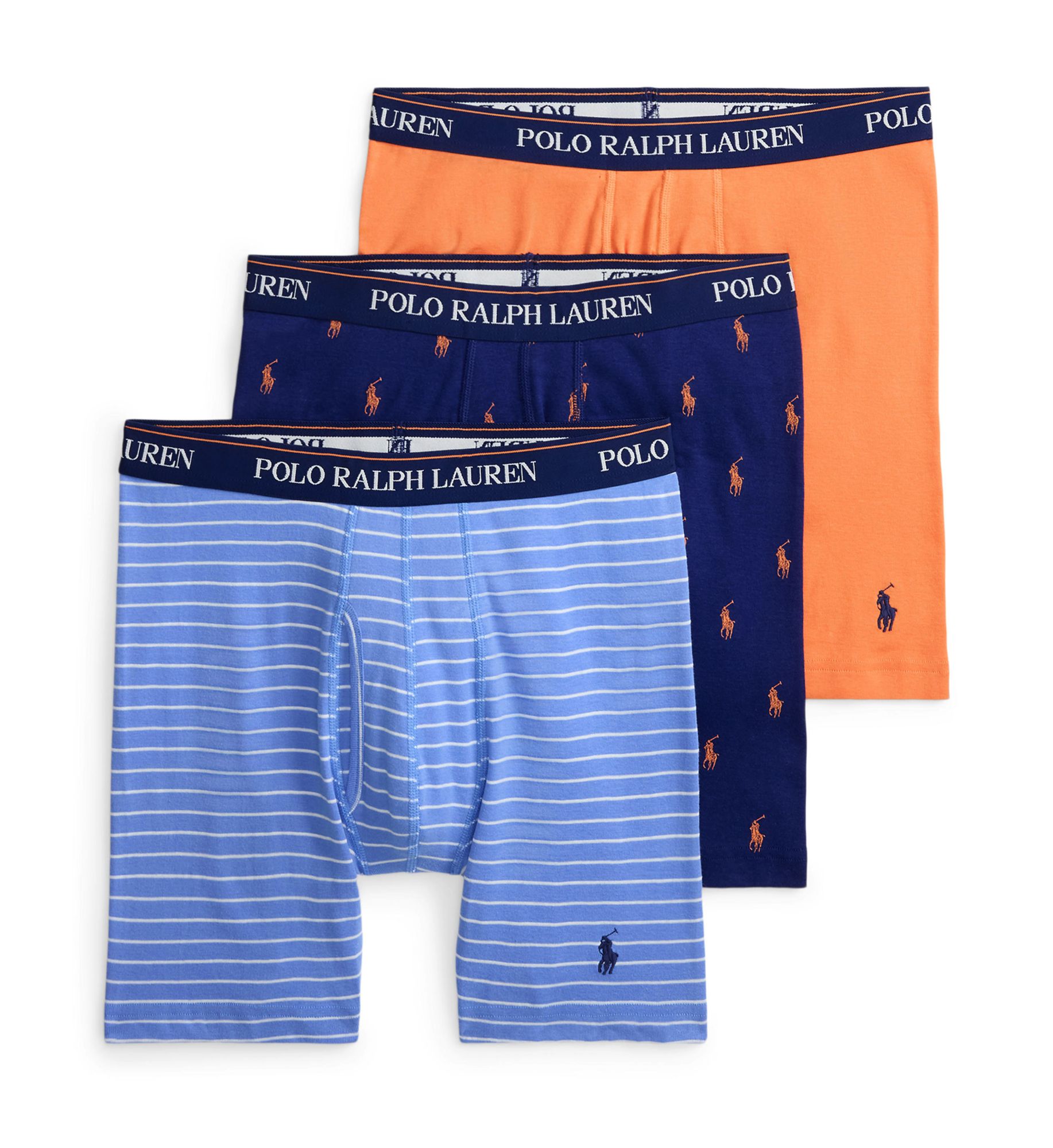 Classic Fit Cotton Mid-Rise Boxer Brief - 3 Pack Stripe/Royal/Orange L