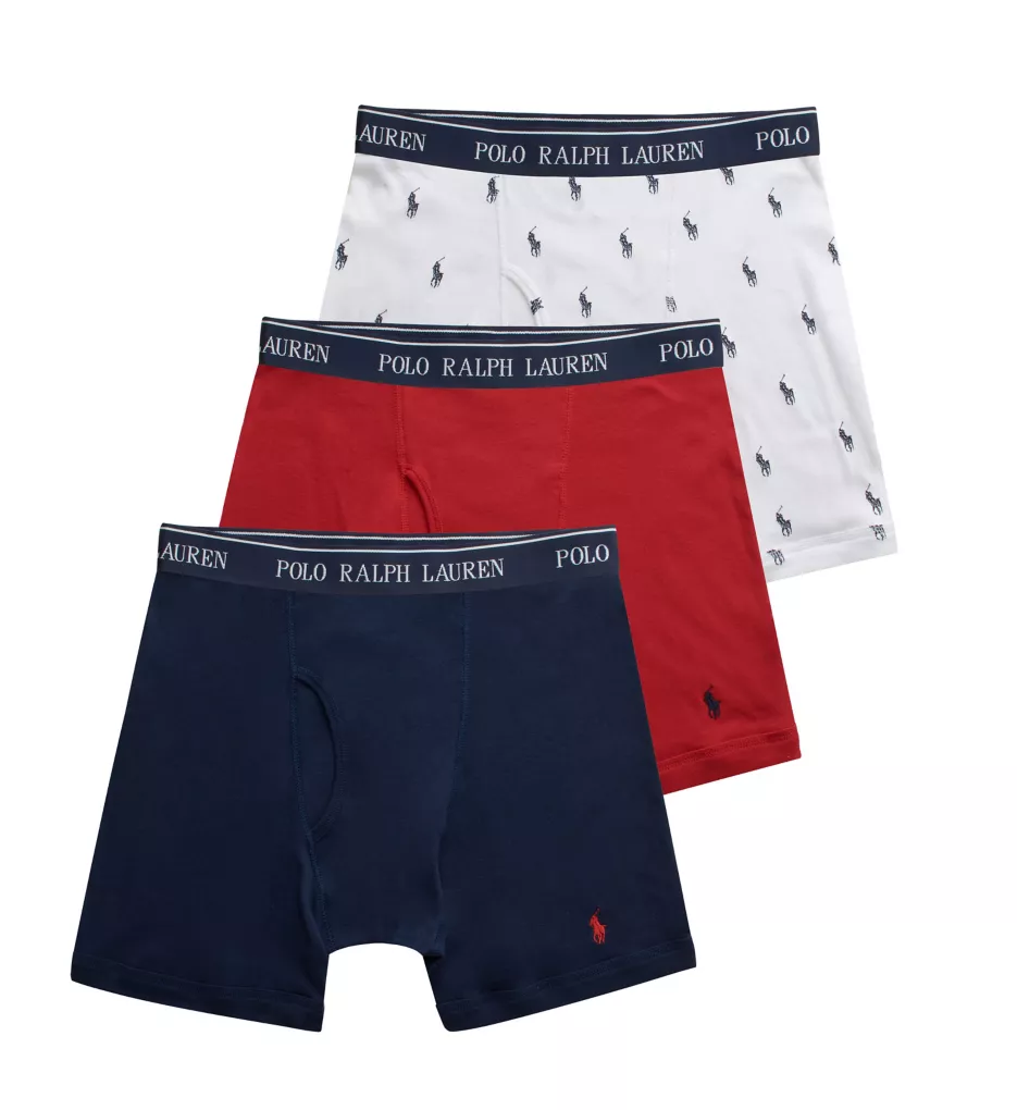 Classic Fit Cotton Mid-Rise Boxer Brief - 3 Pack Flag/Red/Boysenberry S