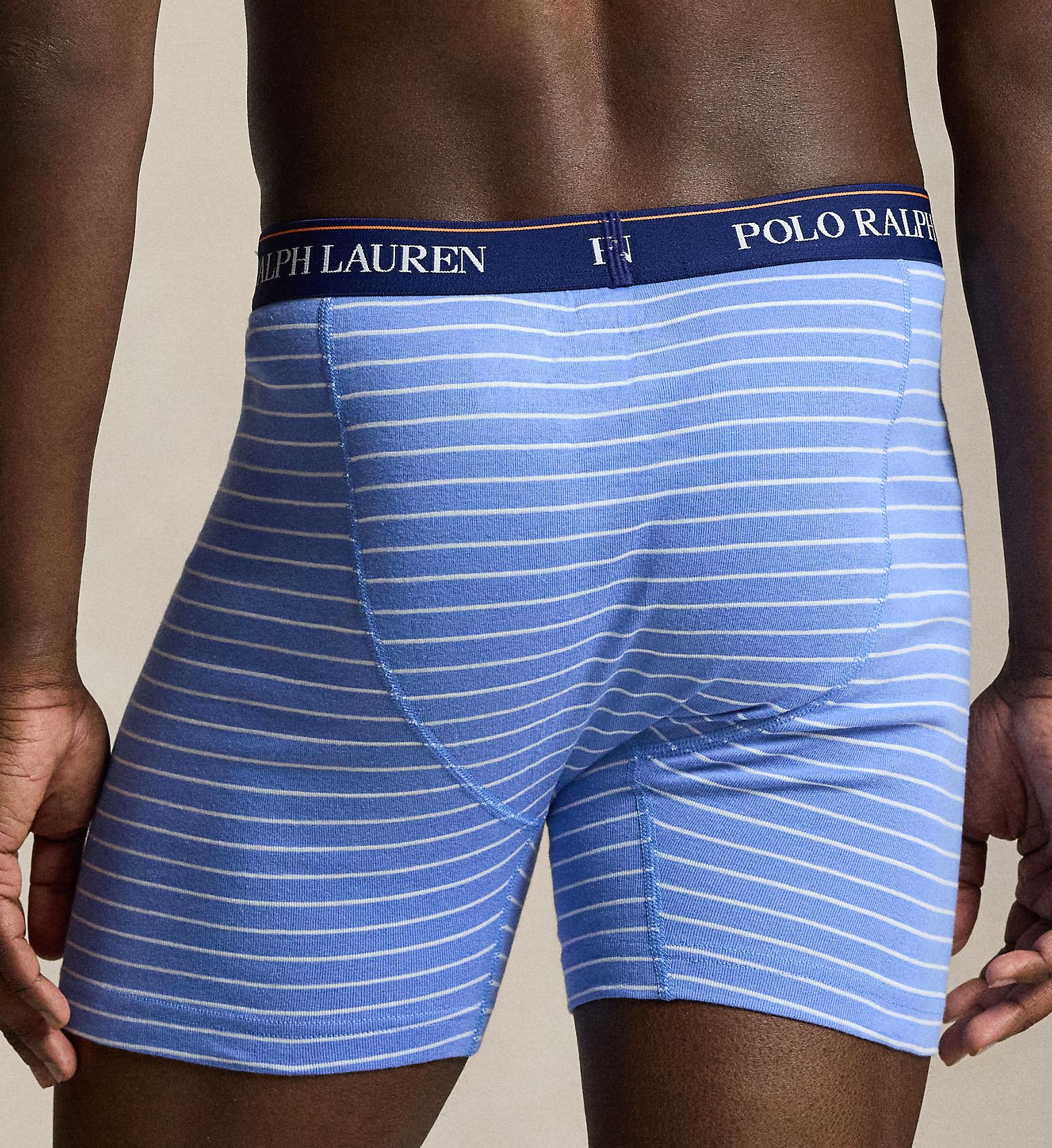 Classic Fit Cotton Mid-Rise Boxer Brief - 3 Pack Stripe/Royal/Orange L