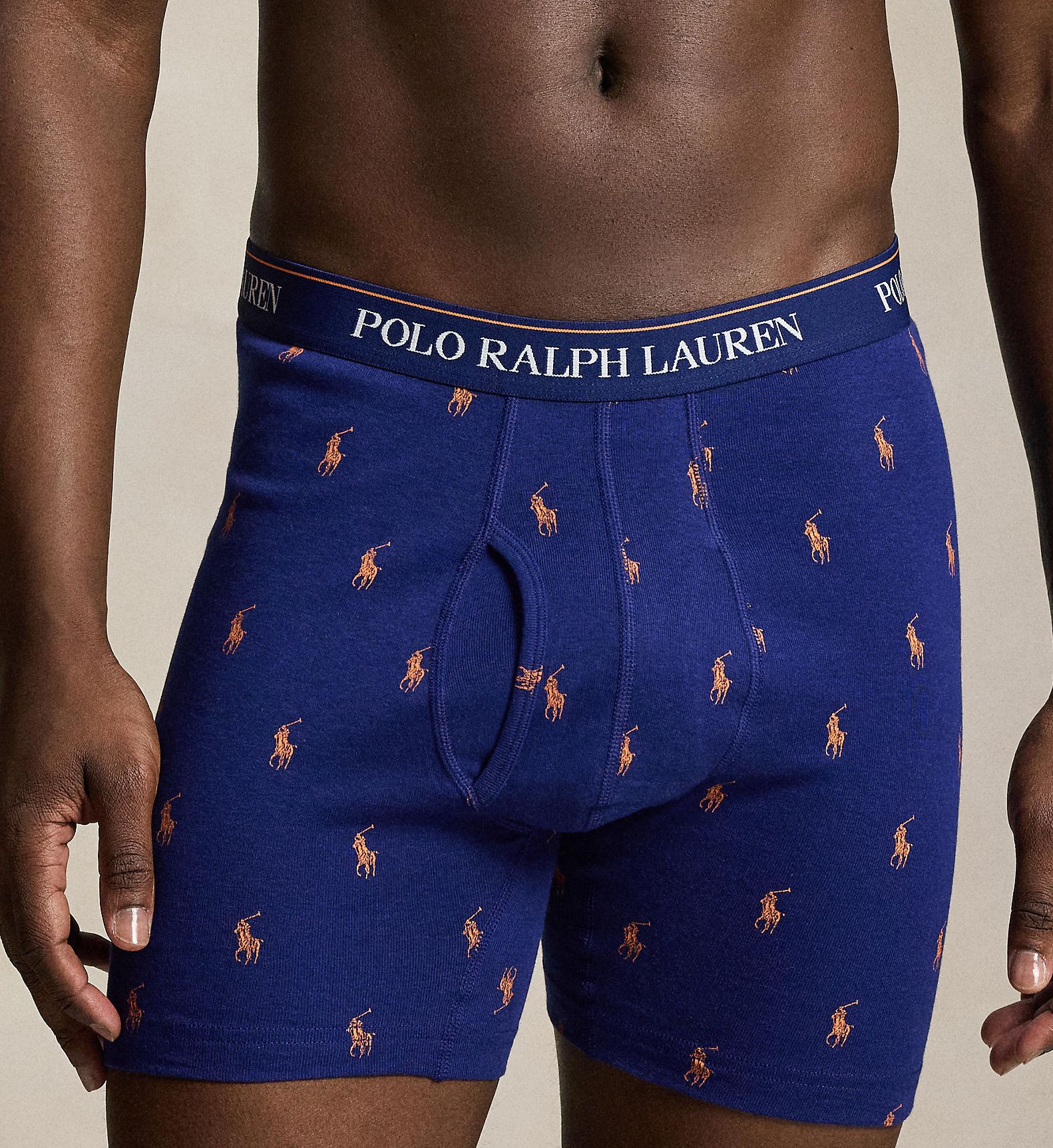 Classic Fit Cotton Mid-Rise Boxer Brief - 3 Pack Stripe/Royal/Orange L