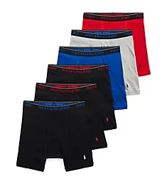 Classic Fit Boxer Briefs - 6 Pack Black/Blue/Grey/Red M