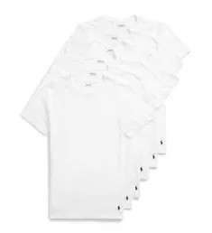 Cotton Classic Crew Neck T-Shirt - 6 Pack WHT M