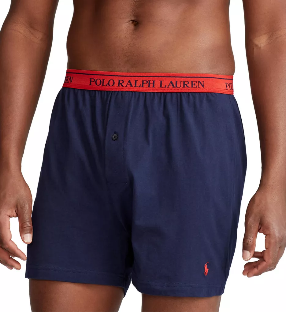 Classic Fit Cotton Knit Boxer - 3 Pack Black/Stripe/Red S