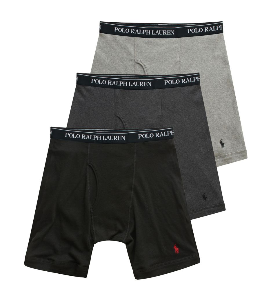 Polo Ralph Lauren Men's Classic Cotton Boxer Briefs 3pk. Black Gray Sz. XL  40-42