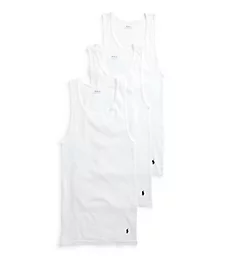 Classic Fit 100% Cotton Ribbed Tank - 3 Pack WHT S