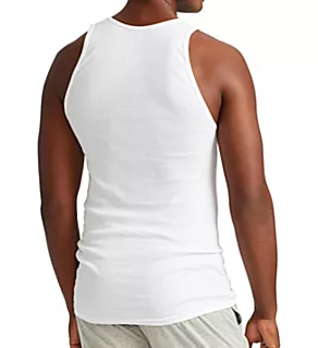 Classic Fit 100% Cotton Ribbed Tank - 3 Pack White L