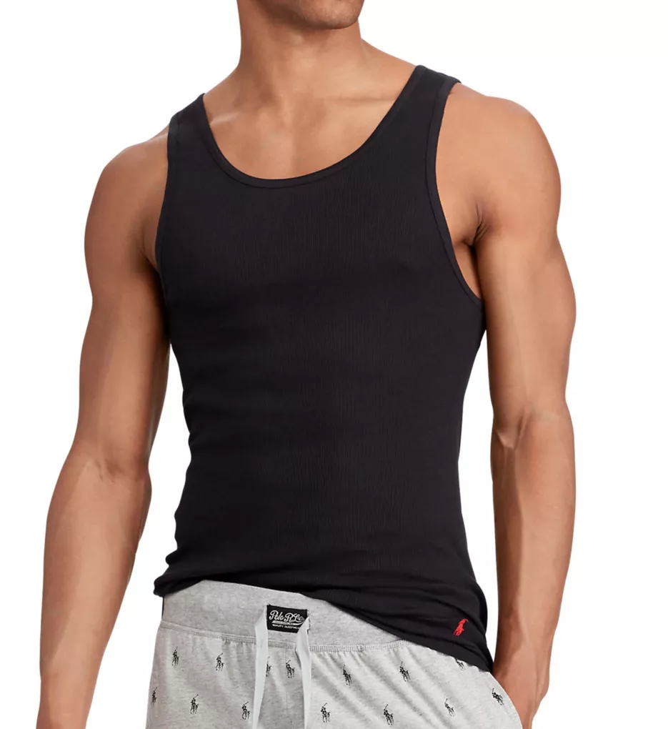 Classic Fit 100% Cotton Ribbed Tank - 3 Pack ANDMBK S