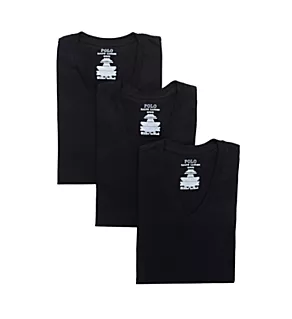 Classic Fit 100% Cotton V-Neck T-Shirt - 3 Pack Polo Black L