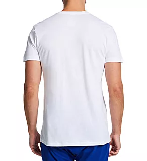 Classic Fit 100% Cotton V-Neck T-Shirt - 3 Pack White/Surf Blue/Navy M