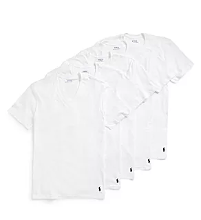 Cotton Classic V-Neck T-Shirt - 5 Pack WHT M