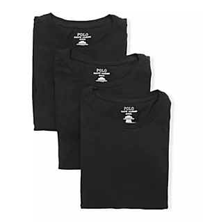 Slim Fit 100% Cotton Crew T-Shirt - 3 Pack Polo Black L