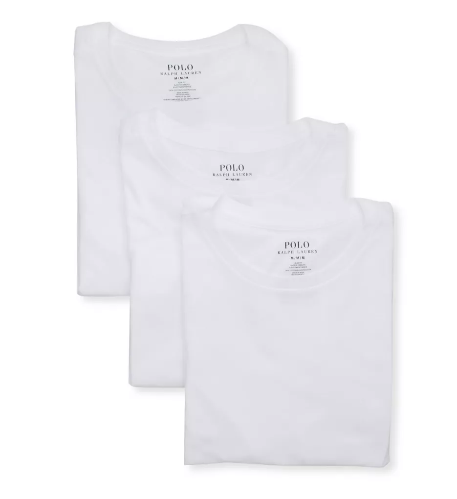 Slim Fit 100% Cotton Crew T-Shirt - 3 Pack WHT S
