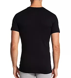 Slim Fit 100% Cotton Crew T-Shirt - 3 Pack Polo Black L