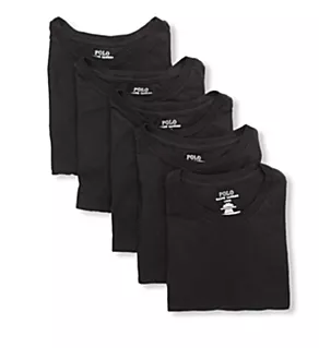 Slim Fit Crew T-Shirt - 5 Pack Polo Black M