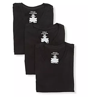 Slim Fit 100% Cotton V-Neck T-Shirt - 3 Pack Blk XL