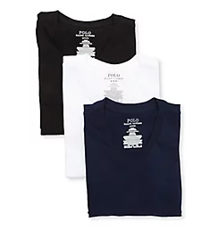 Slim Fit 100% Cotton V-Neck T-Shirt - 3 Pack Blk S