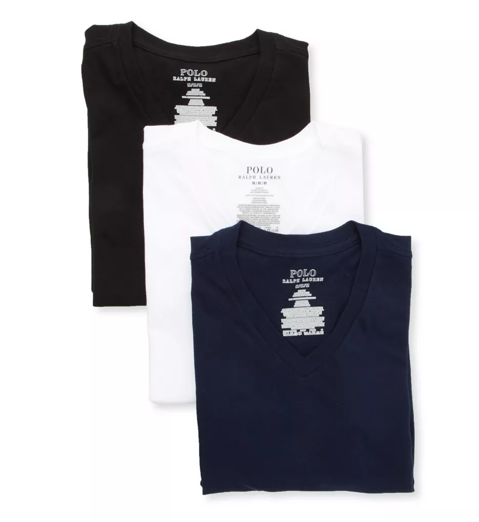 Slim Fit 100% Cotton V-Neck T-Shirt - 3 Pack WHT S