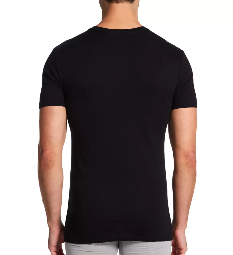 Slim Fit 100% Cotton V-Neck T-Shirt - 3 Pack Blk S