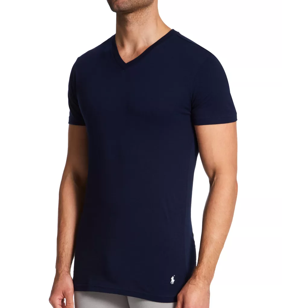 Slim Fit 100% Cotton V-Neck T-Shirt - 3 Pack ANDMBK L