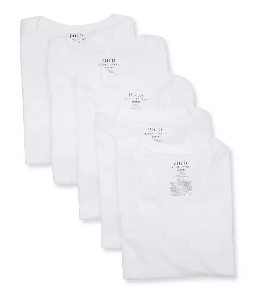 Slim Fit V-Neck T-Shirt - 5 Pack WHT S