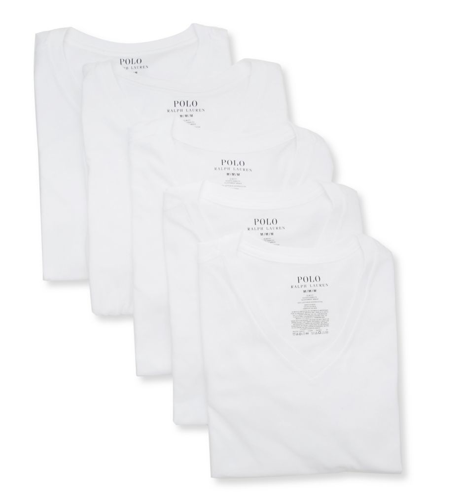 Polo Ralph Lauren Underwear Mens 3 Pack Slim Fit V Neck Tees, White, L 