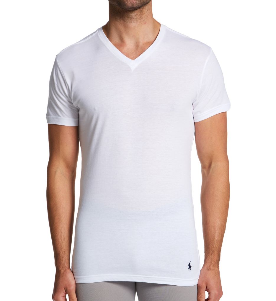 Nautica Mens 3-Pack Cotton V-Neck T-Shirt, Adult, White, S 