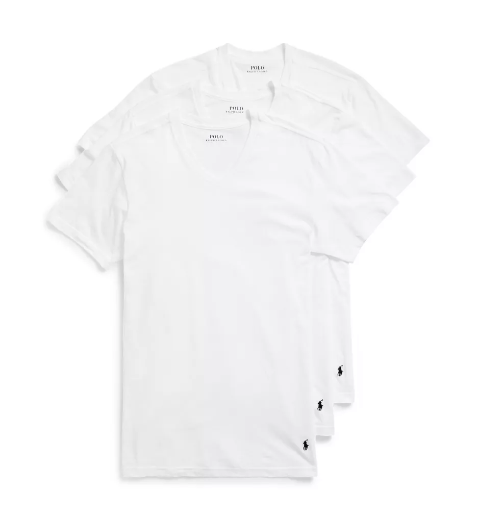 Tall Classic Fit 100% Cotton V-Neck Shirt - 3 Pack WHT XLT
