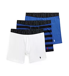 Classic Fit Stretch Boxer Brief - 3 Pack White/Stripe/Blue XL