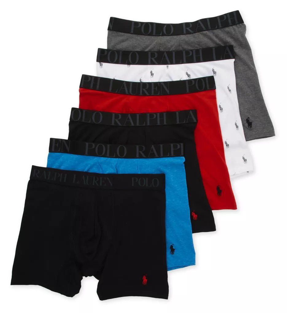 Classic Stretch Cooling Modal Boxer Brief - 6 Pack Black/Red/White/Gray S