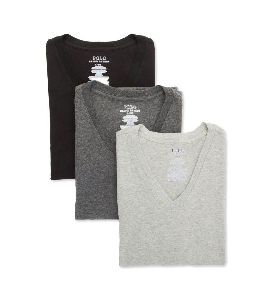 Slim Fit Cotton Stretch V-Neck T-Shirt - 3 Pack-cs2