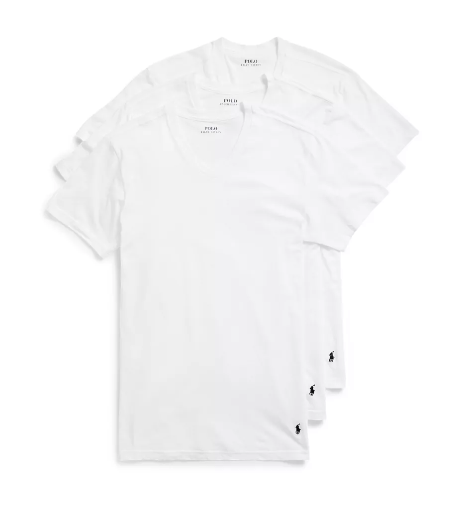 Big Man Classic Fit Cotton V-Neck Shirts - 3 Pack WHT 1XL