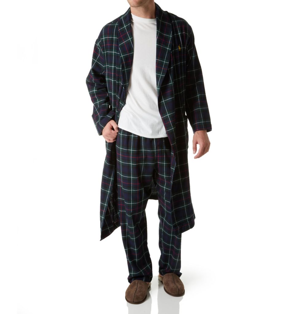 Flannel 100% Cotton Plaid Pajama Robe-cs1
