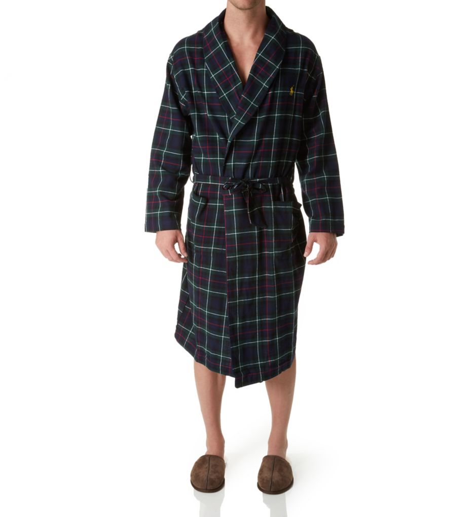 Flannel 100% Cotton Plaid Pajama Robe-fs