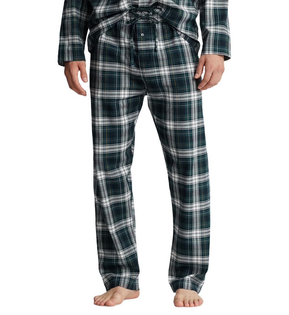 Nautica Mens pull on black/blue plaid pajama pants w/ drawstring