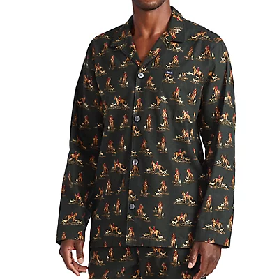 Printed Flannel Long Sleeve Pajama Shirt