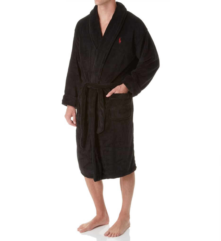 Microfiber Shawl Collar Plush Robe-gs